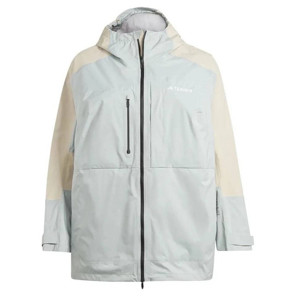 Adidas Terrex‎ Rain Ready Hooded Hiking Jacket Light Blue Beige Womens 3X NWT
